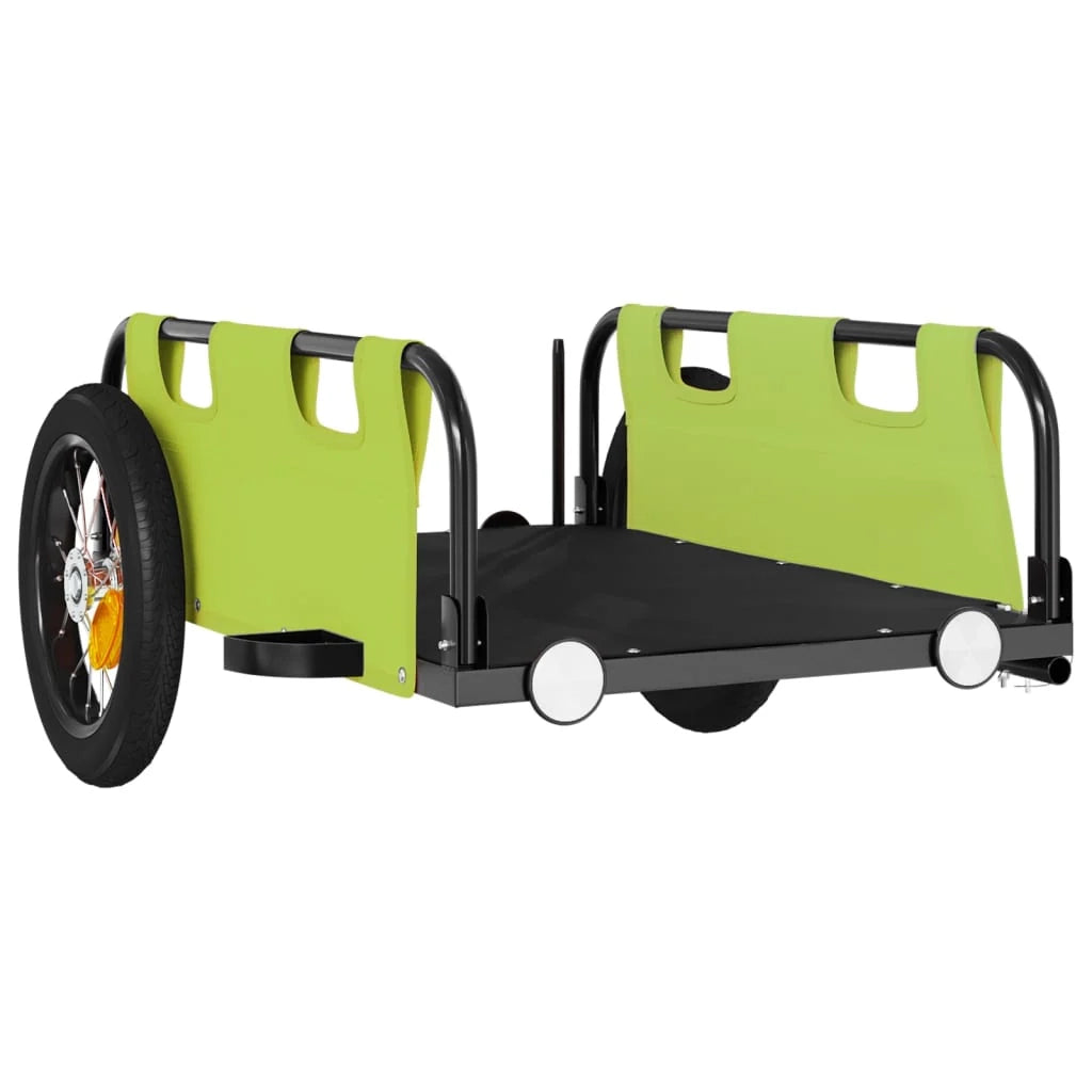 Rimorchio per bicicletta carrello tessuto Oxford ferro verde 02_0044406