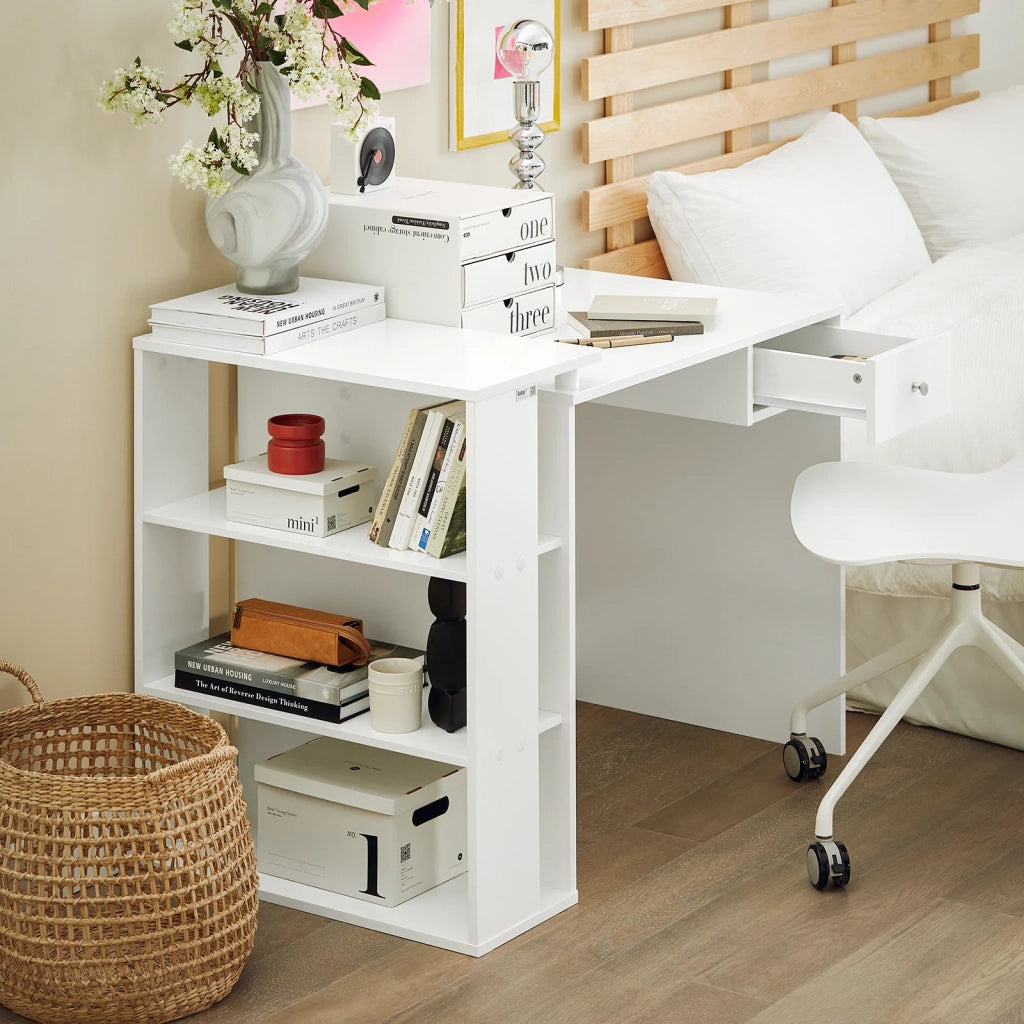 Scrivania,Porta PC,Tavolo per Computer ,con cassetto e tre ripiani,,bianco,FWT35-W