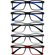 Trade Shop - Set 5 Occhiali Da Lettura Montatura Media Rettangolari Uomo Donna Cerniere Molla -