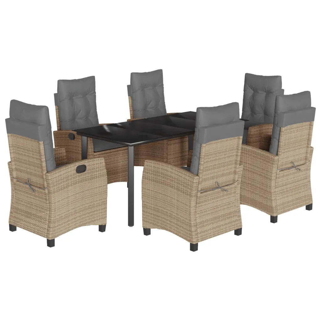 Set Pranzo da Giardino 7 pz con Cuscini Beige Misto Polyrattan 3212837