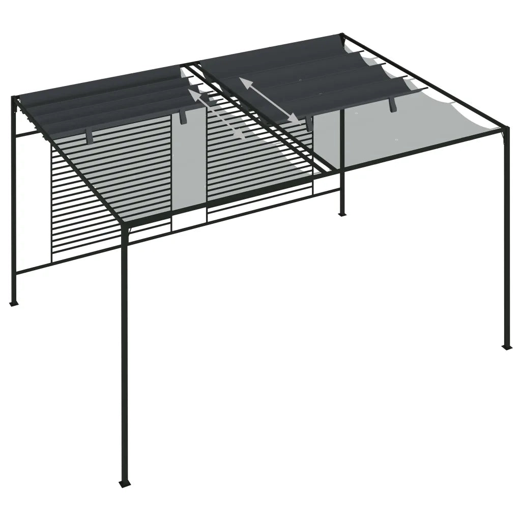 Gazebo | Pergolato con Tetto Retrattile 4x3x2,3 m Antracite 180 g/m2