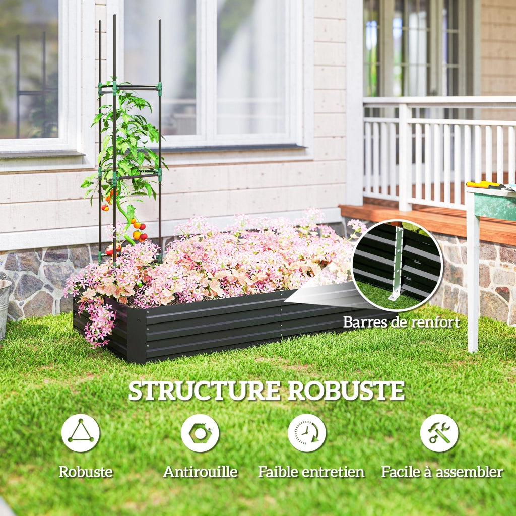 Carr¨¦ Potager Giardino ¨C Zephmum ¨C Grigio Acciaio 180x90x29.5 cm