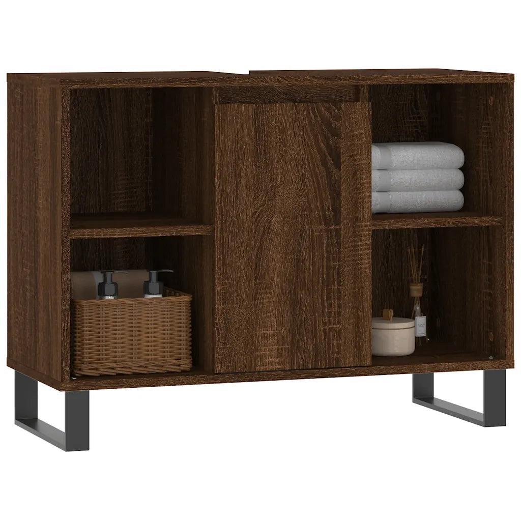 Armadietto Bagno Rovere Marrone 80x33x60cm in Legno Multistrato 831643
