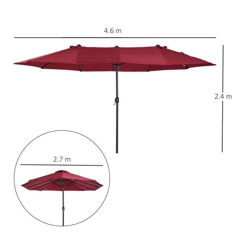 OMBRELLONE DOPPIO TETTUCCIO DA ESTERNO 460 X 270 X 240 ROSSO VINO