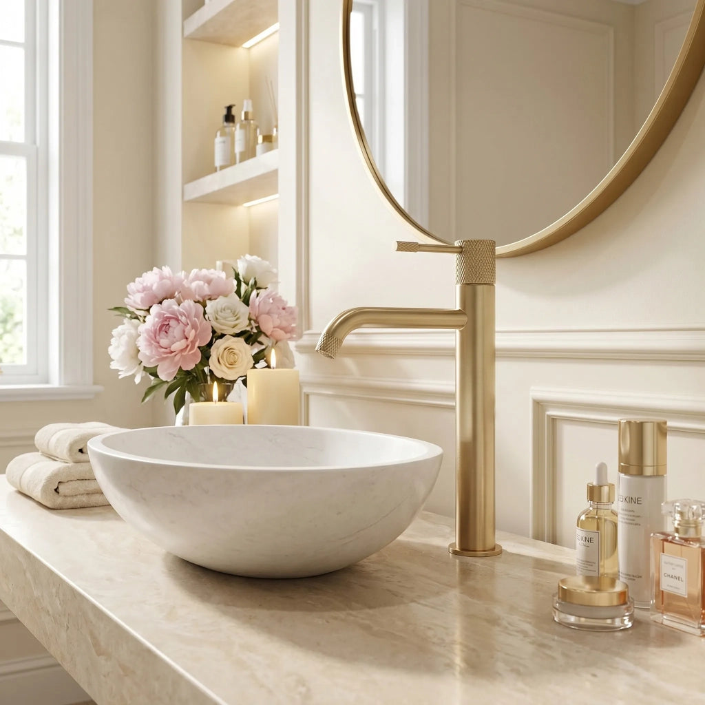Rubinetto Da Lavabo Rea Venti Brush Gold High