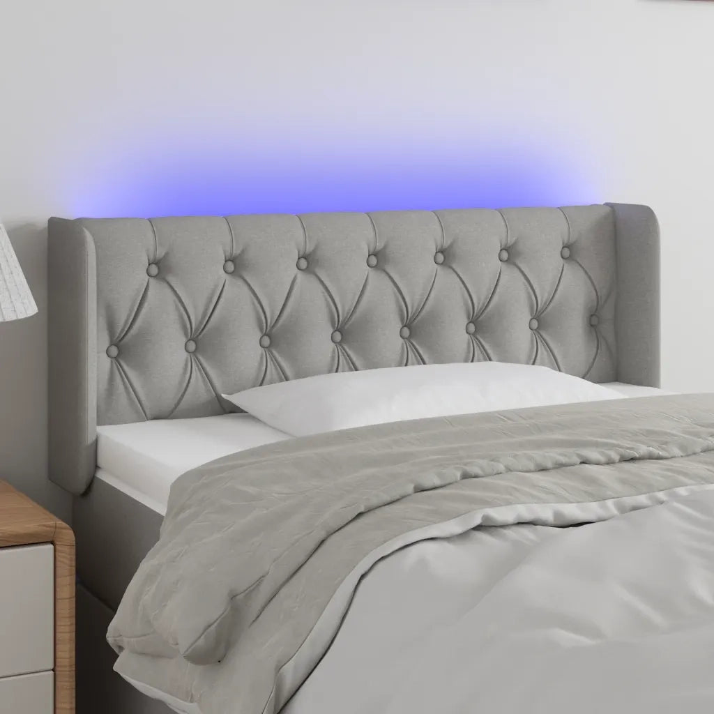 Testiera-Testata Decorativa Grigio Chiaro a LED 93x16x78/88 cm in Tessuto 861293