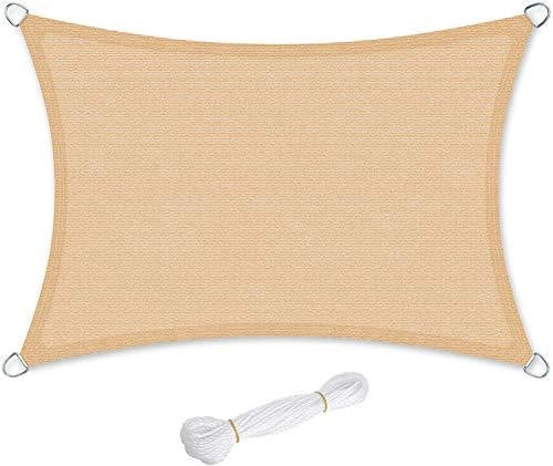 Vela ombreggiante HDPE 3 x 4 m protezione solare protezione anti UV traspirante per il giardino balcone traspirante permeabile all'acqua giallo sabbia 12_0001729