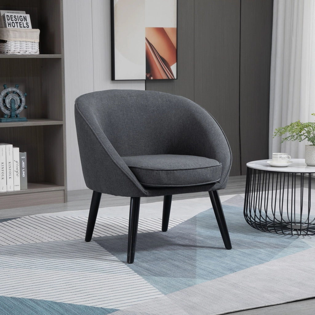 Poltrona relax tessuto effetto lino gambe legno ¨C Xylo ¨C grigio