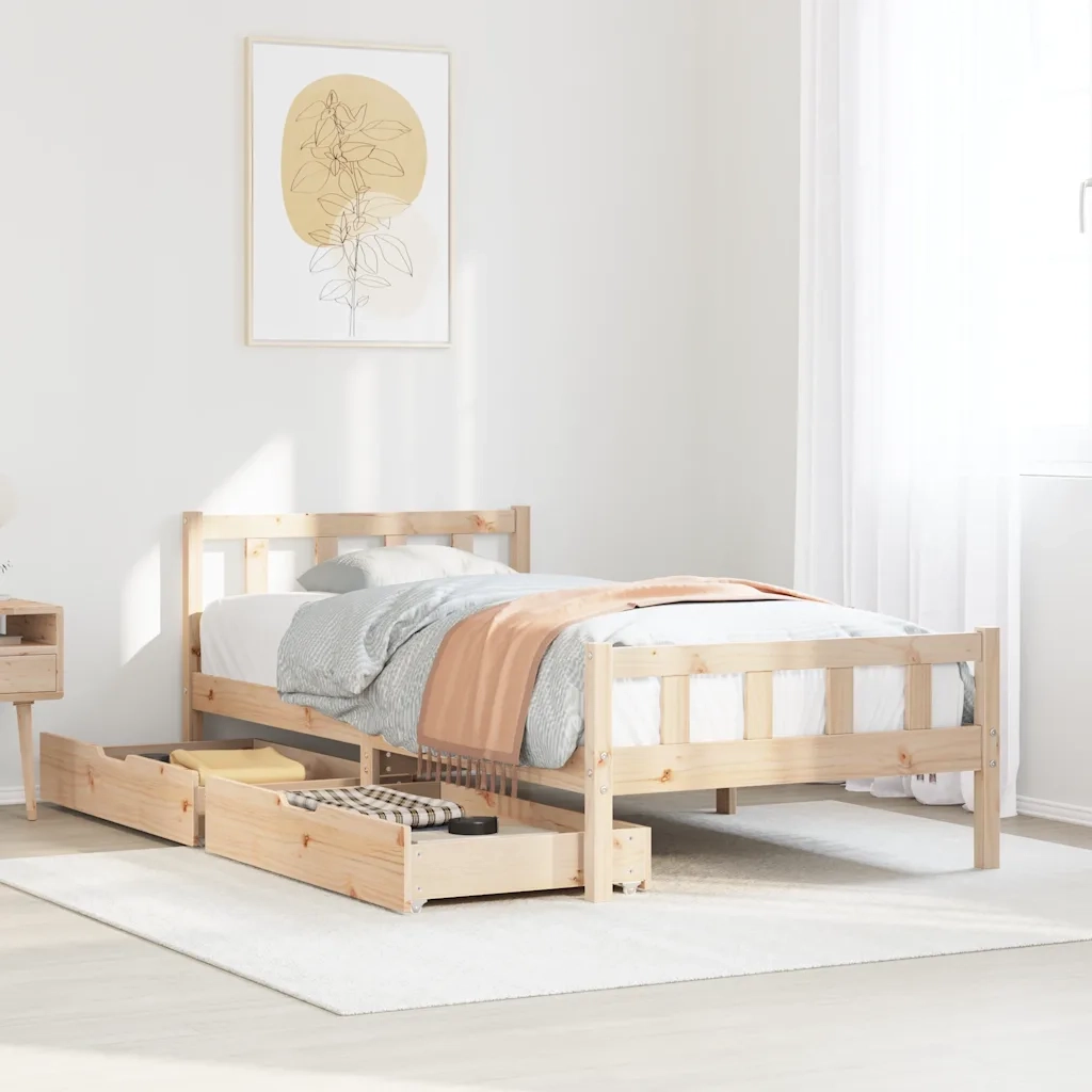 Letto senza Materasso 90x190 cm in Legno Massello di Pino 3301565