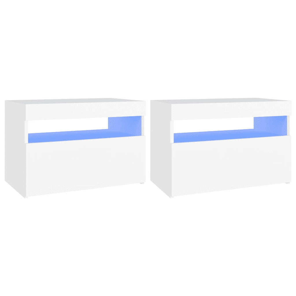 Comodini con Luci LED Bianco 60x35x40 cm in Legno Multistrato 3082775