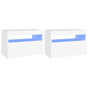 Comodini con Luci LED Bianco 60x35x40 cm in Legno Multistrato 3082775