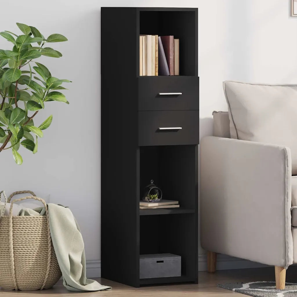 Credenza-Buffet-Armadio da cucina Nera 30x42,5x124 cm in Legno Multistrato