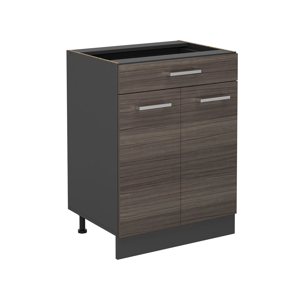 Mobiletto base per cucina R-Line Grigio nobile/Antracite 60 cm con cassetto, senza piano di lavoro Vicco