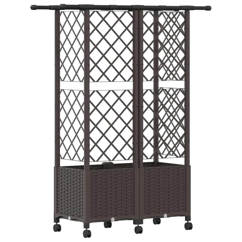 Letto Rialzato con Griglia e Tetto Marrone 124 x 40 x 142 cm PP 3423037