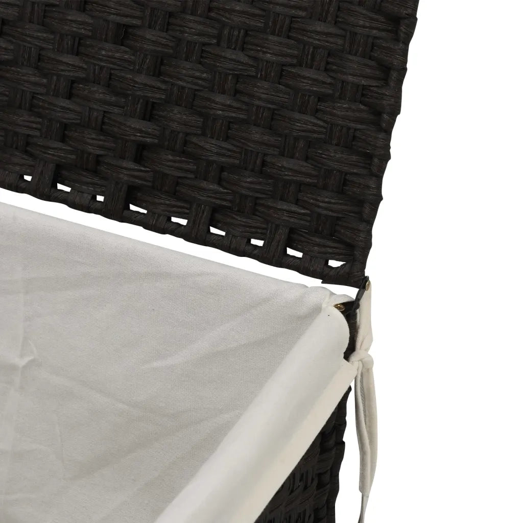 Cesto Portabiancheria Coperchio Nero 55,5x35x34 cm Polyrattan 372052
