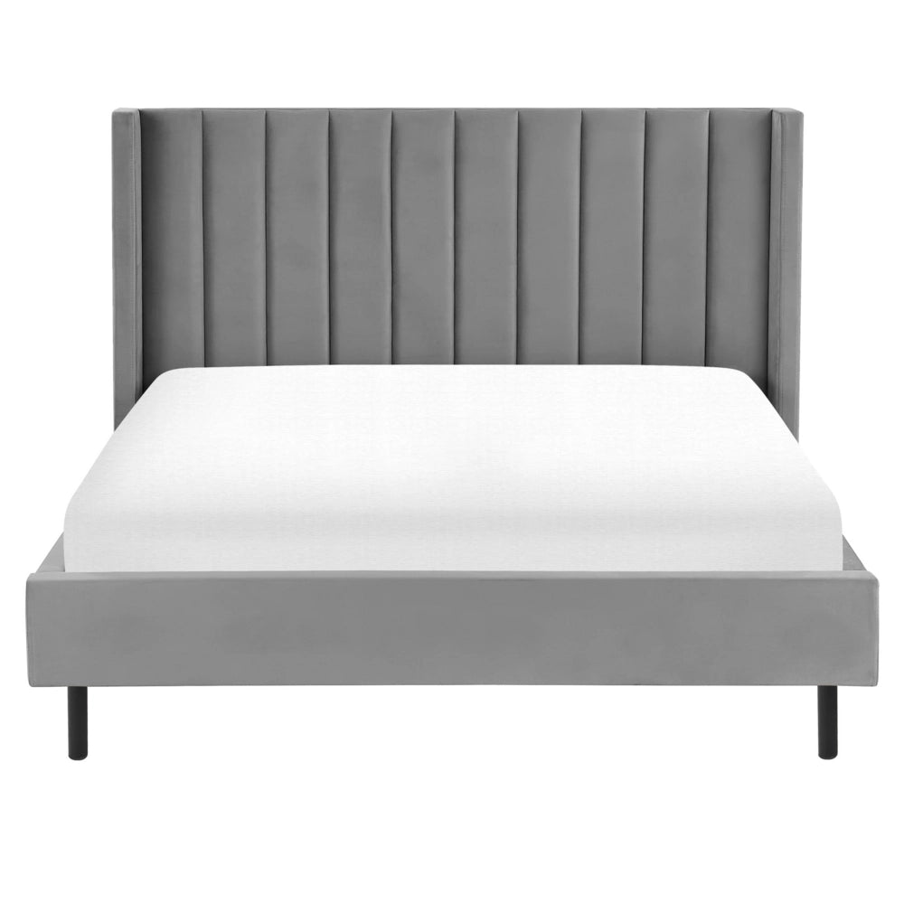 Letto matrimoniale 160 x 200 cm Rete a doghe in velluto grigio