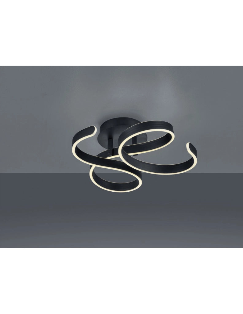 Plafoniera Francis Vortici Antracite Led 40w Dimmerabile Trio Lighting