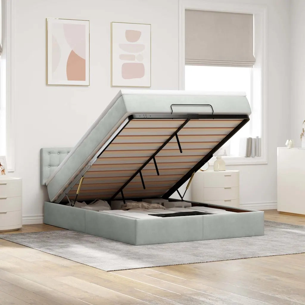 Struttura Letto Pouf con Materasso 140x190 cm Velluto 3311915