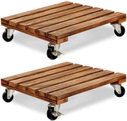 Set di 2 vasi di legno quadrato con ruote - 30 cm - con freno - ideale per l'ambiente interno