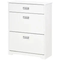Scarpiera Moderna in Legno, 2 Cassetti con Mensola Regolabile per 16 Scarpe e Cassetto Piccolo, 70x29x92cm, Bianco