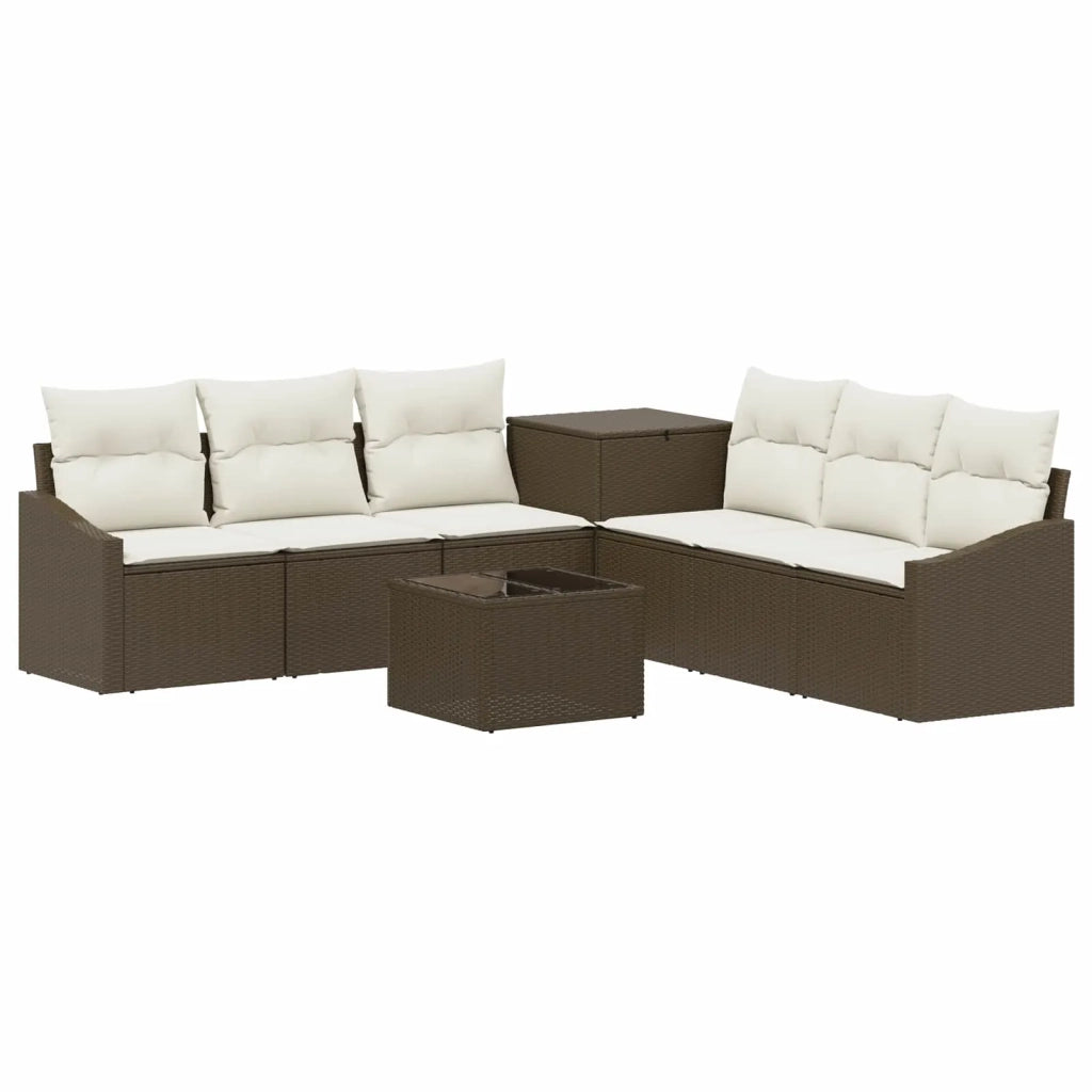 Set di divani 8 pz Marrone e Bianco Crema 3448218