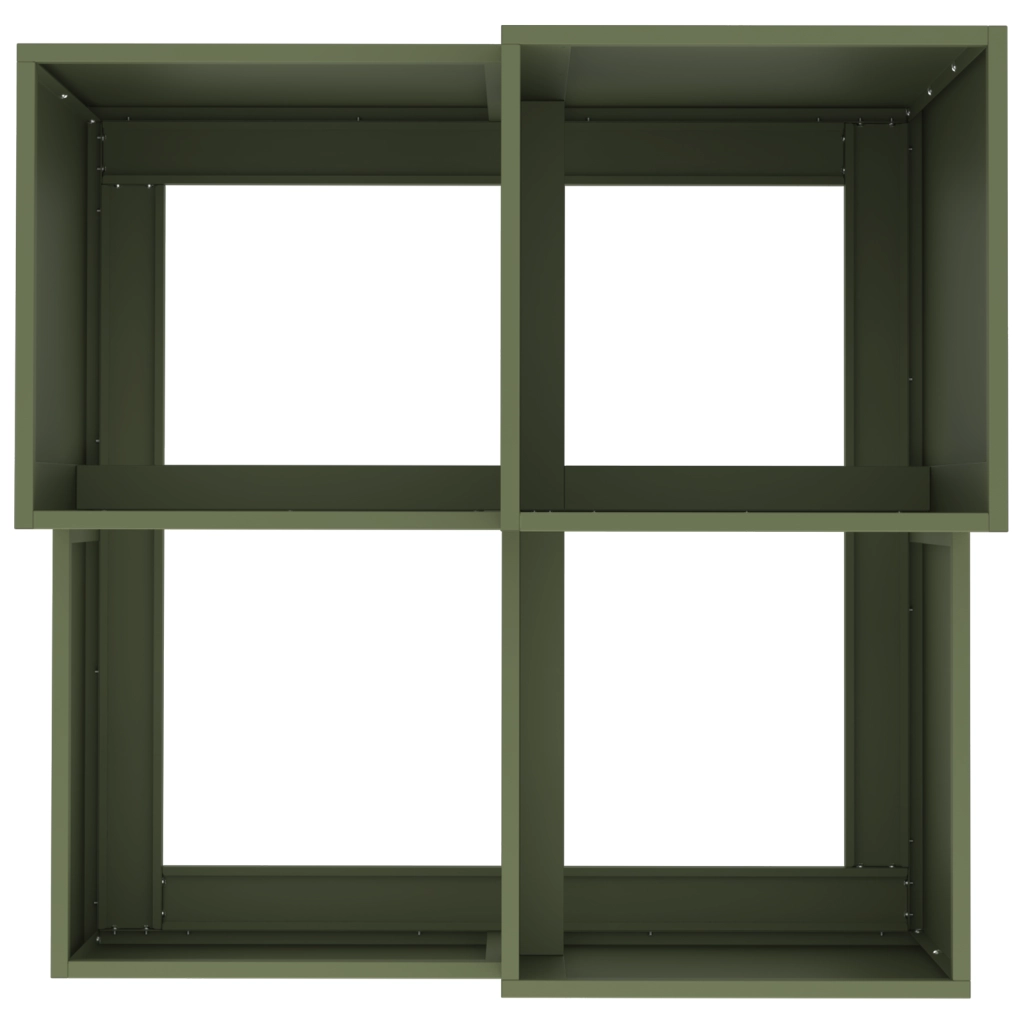 Fioriera da Giardino 80x80x60 cm Verde Oliva Acciaio