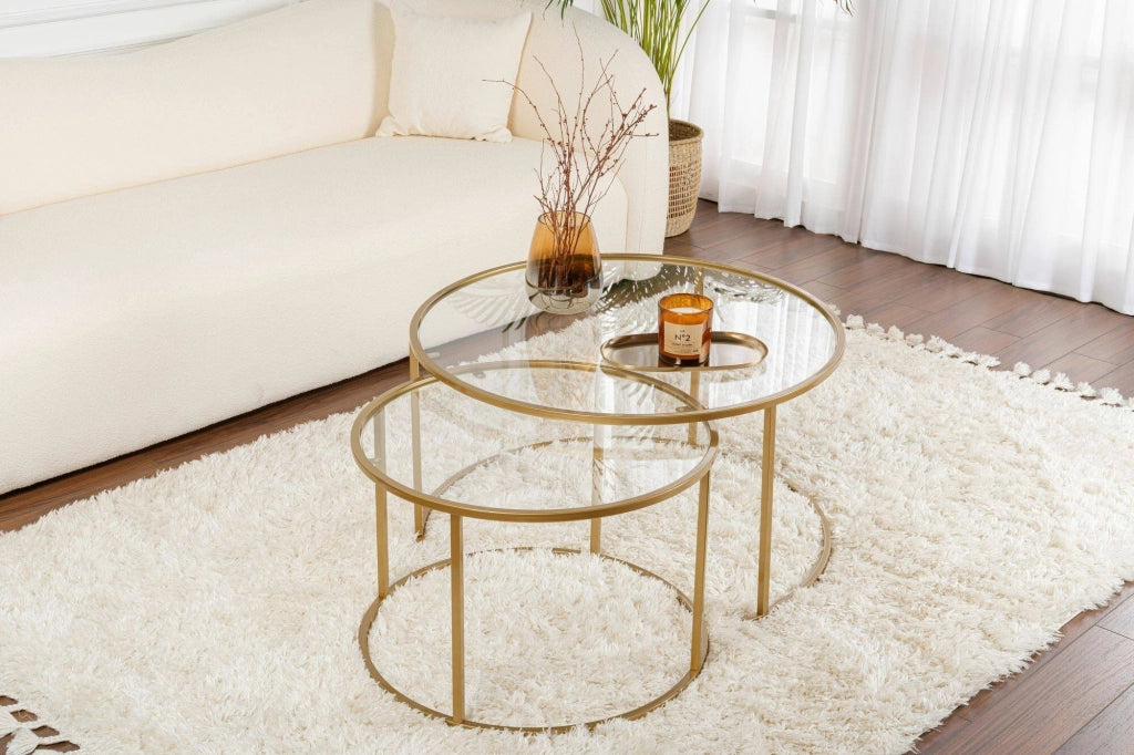 Aedion, Tavolino da Salotto Cassetti, 80x80x43h cm oro
