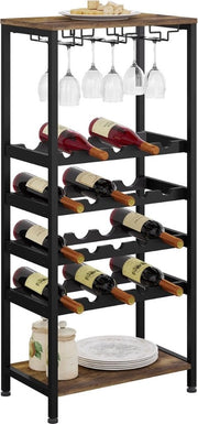 Wijnkast Staande - Bar Kast - Wijnkast - Drankkast - 50x30x108 Cm - Metallo