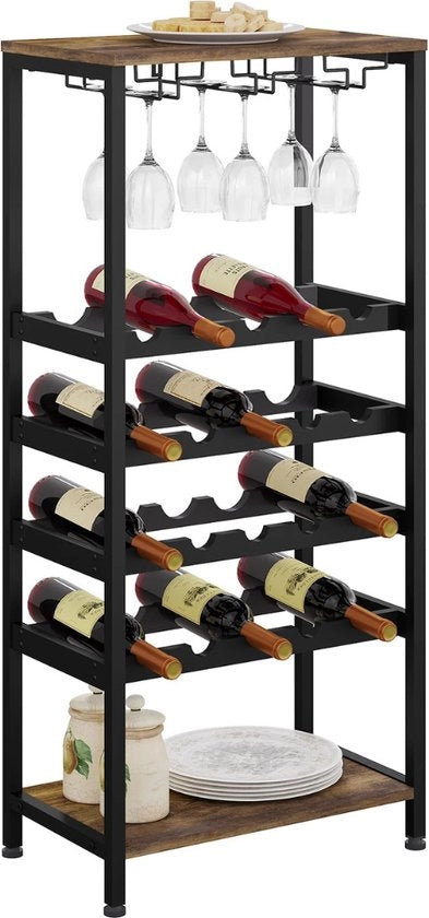 Wijnkast Staande - Bar Kast - Wijnkast - Drankkast - 50x30x108 Cm - Metallo