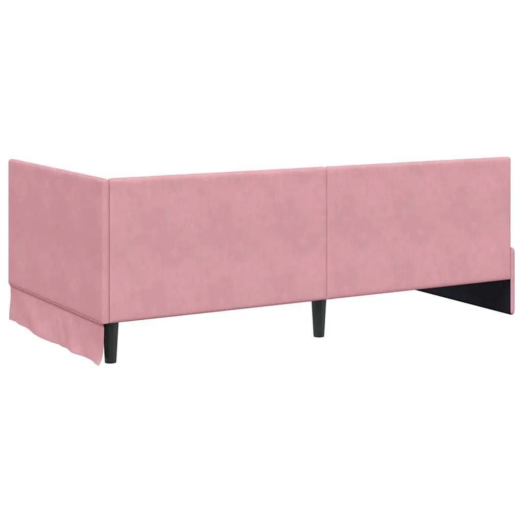 Cornice del letto ad angolo Rosa 90 cm x 200 cm Velluto
