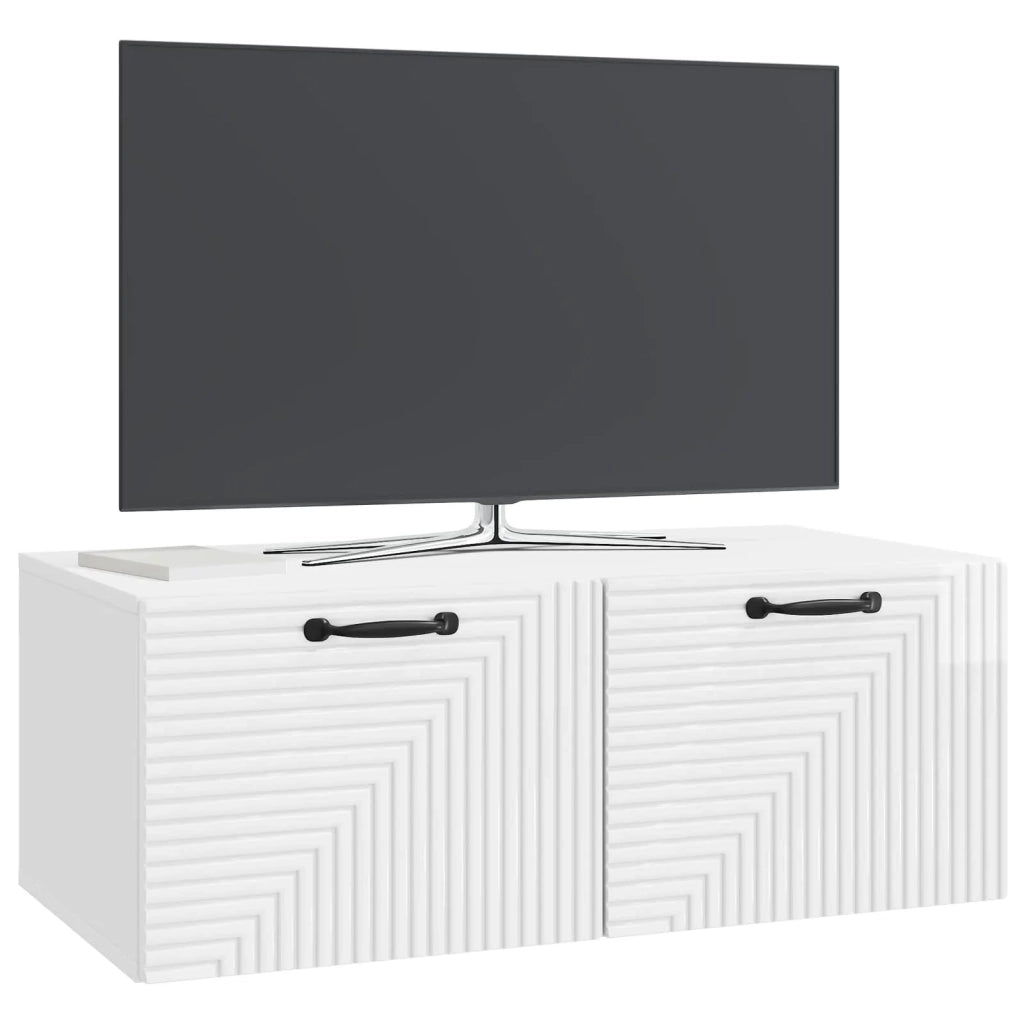 Mobile Porta TV da Muro Bianco Lucido 78,5 x 41 x 30 cm
