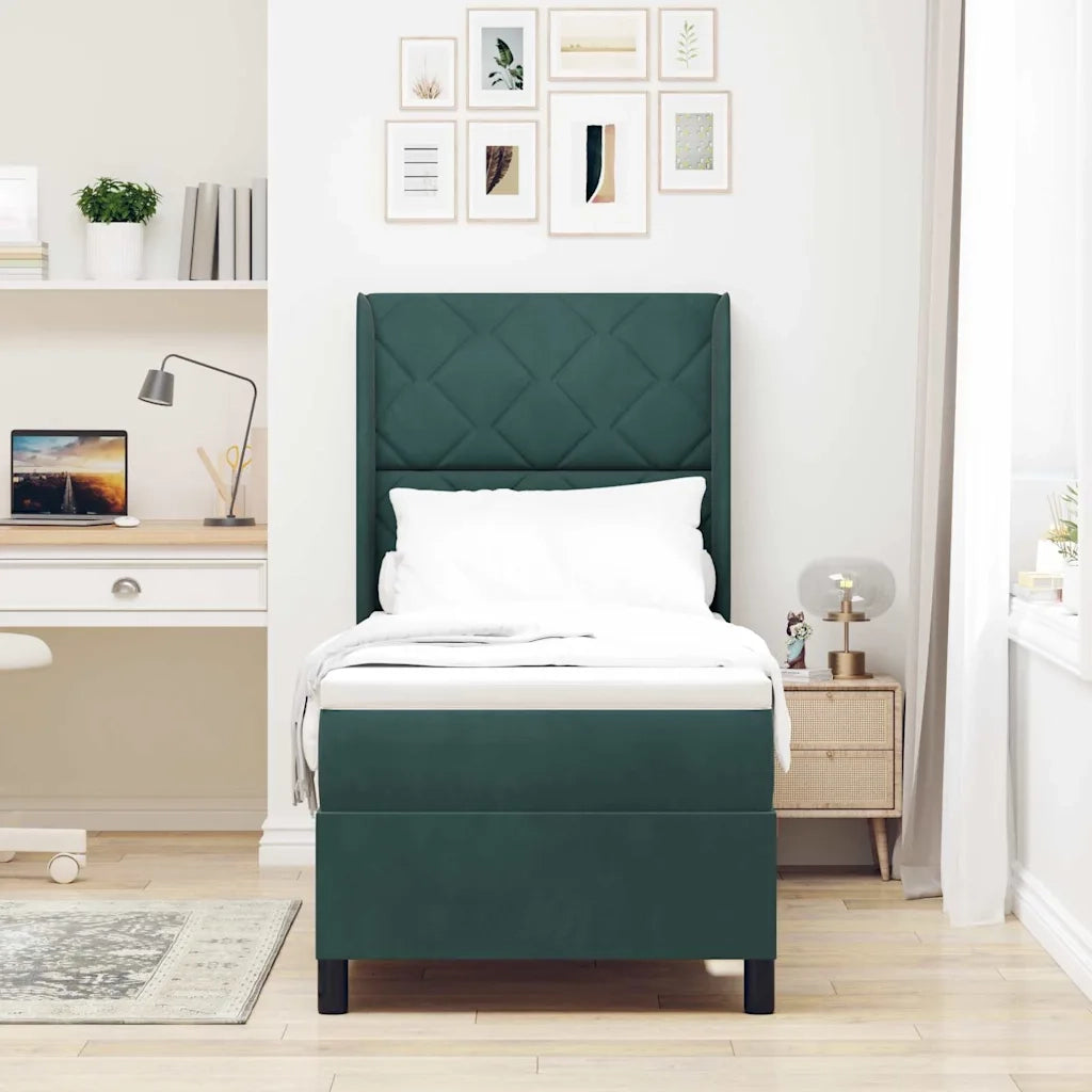 Letto a molle con strisce LED Verde Scuro 80 x 200 cm Velluto 3343895