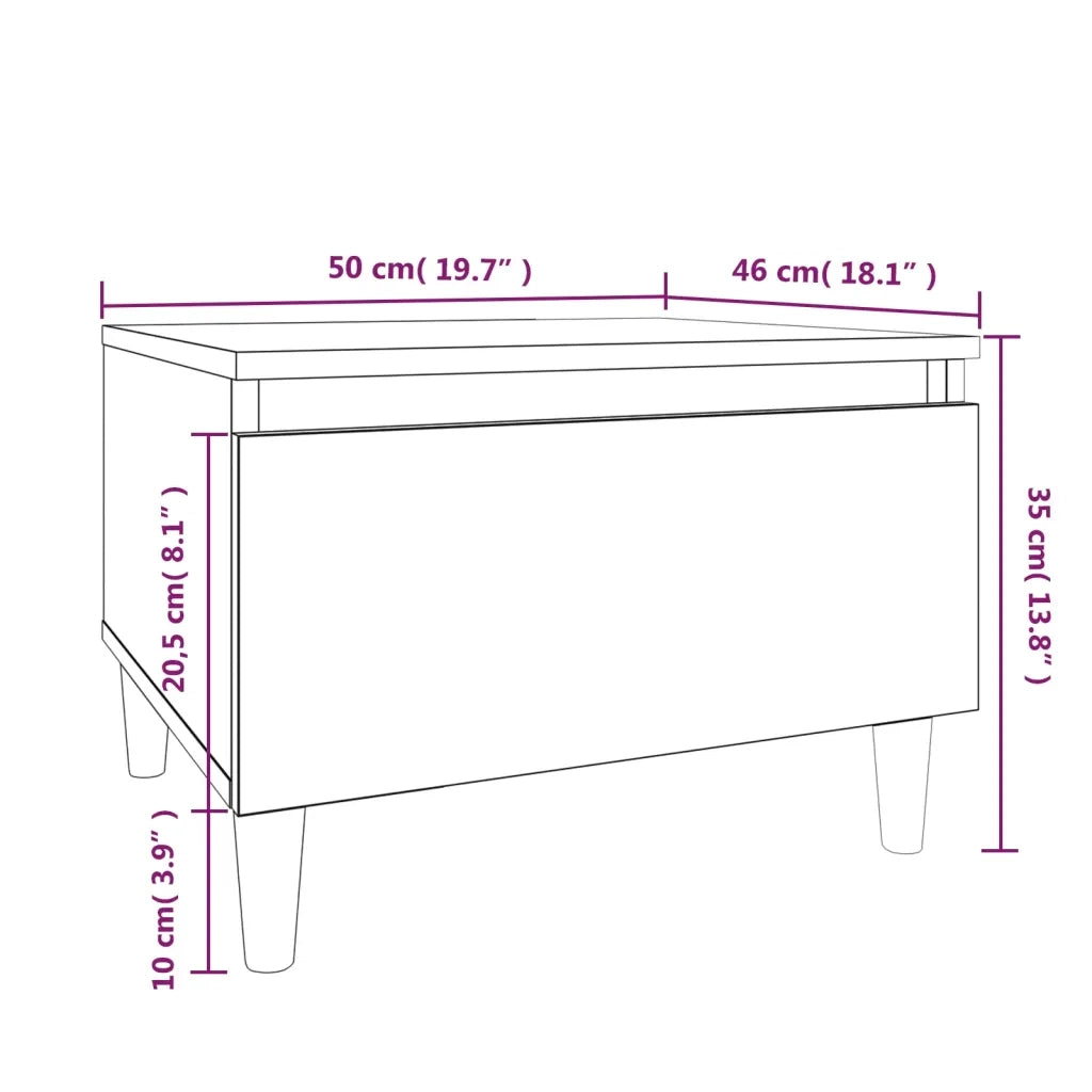 Tavolino Bianco Lucido 50x46x35 cm in Legno Multistrato 819504