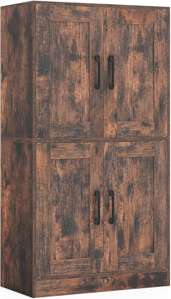 Armadio da cucina alto 110 cm, multiuso, da cucina, a buffet con ripiani e ante regolabili, in legno, per sala da pranzo, da cucina, marrone