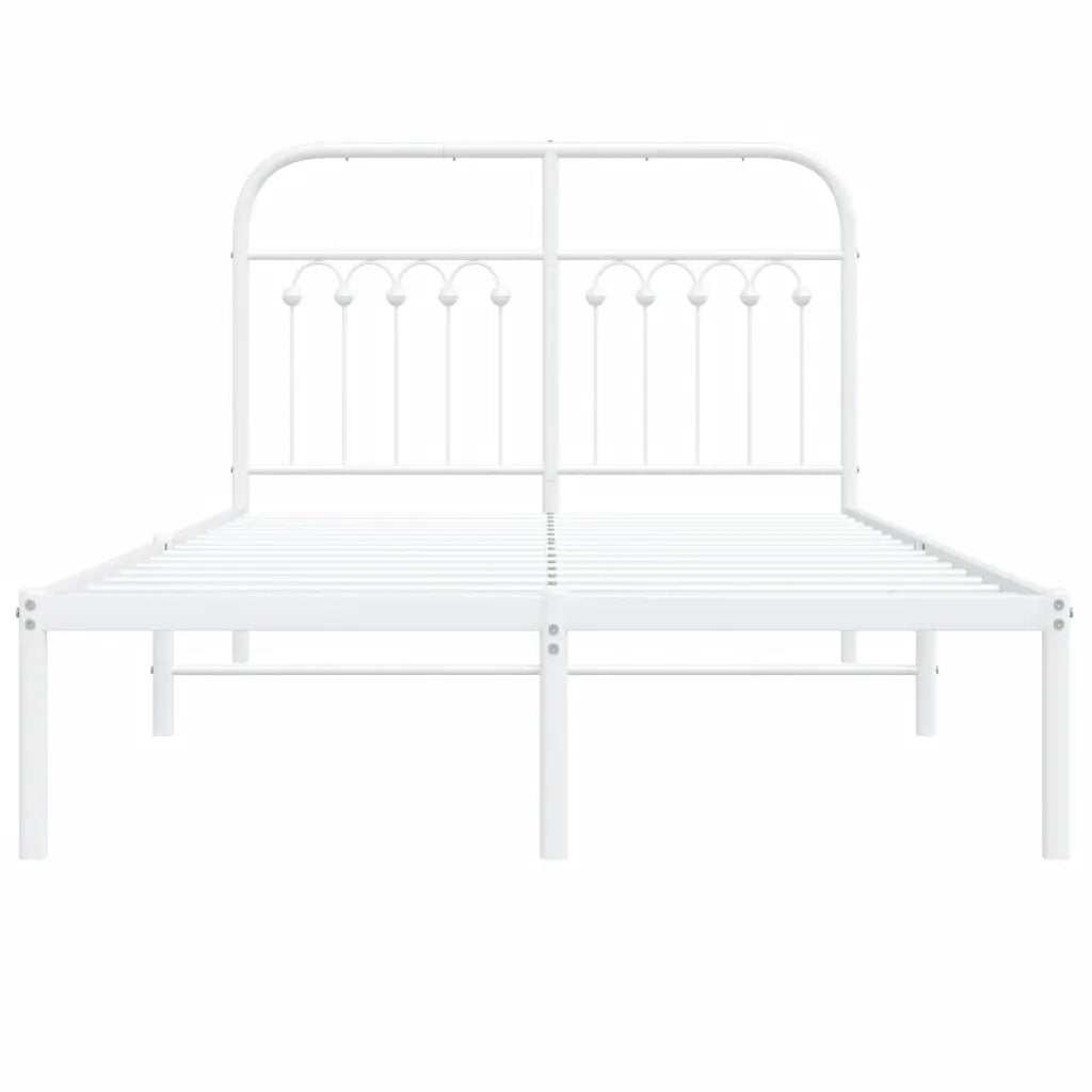 Giroletto con Testiera in Metallo Bianco 120x200 cm 376647