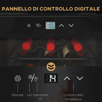 Cantinetta Frigorifero 18 Bottiglie di Vino Display e Luce LED e Controllo Temperatura
