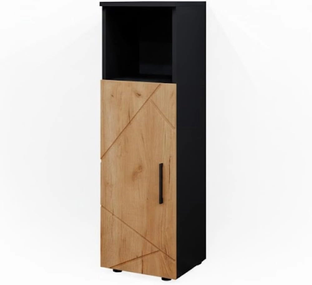 Mobiletto bagno Irma, Quercia dorata/antracite, 30 x 95 cm, per la conservazione di accessori da bagno e combinabile con Irma