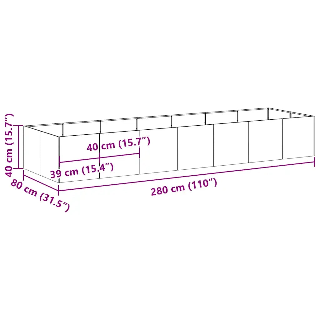 Fioriera 280x80x40 cm in Acciaio Inox 860763