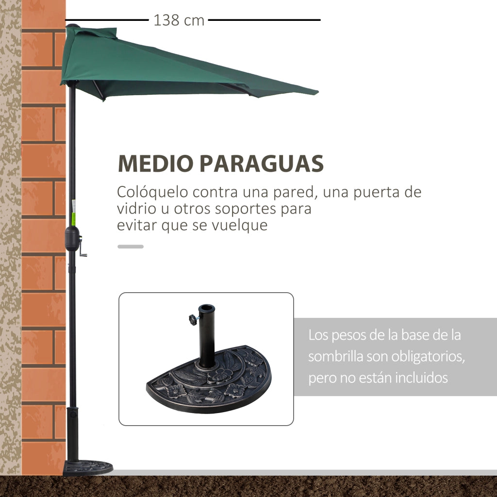 Ombrellone da Giardino Semicircolare ¨C zephmum ¨C Verde 269x138x236 cm