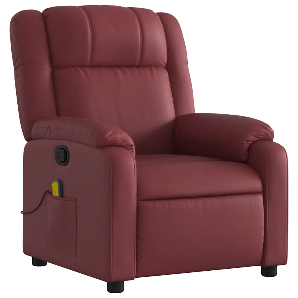 Poltrona Massaggiante | Sedia Relax Reclinabile Rosso vino in Similpelle