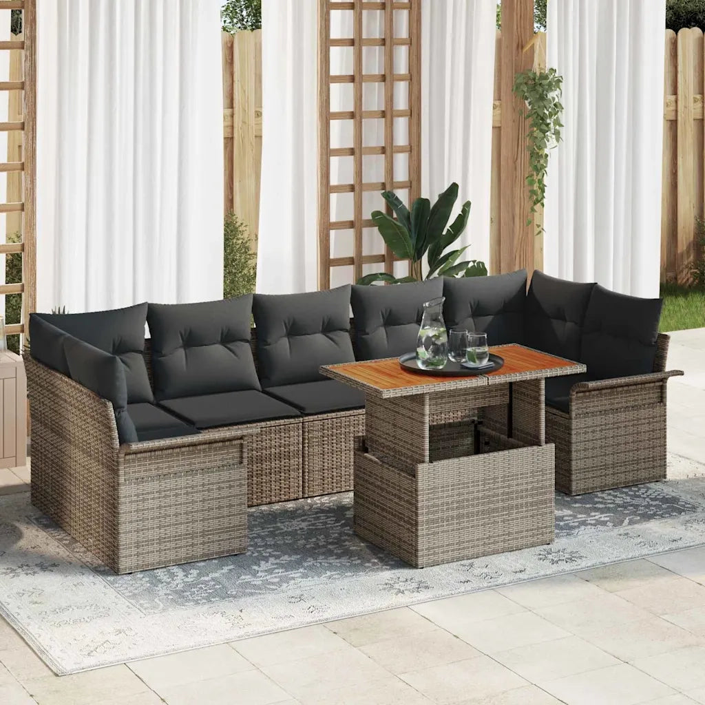 Set Divano da Giardino con cuscino 8 pcs Grigio 3349299