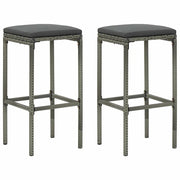 Sgabelli da Bar con Cuscini 2 pz Grigi in Polyrattan 313441