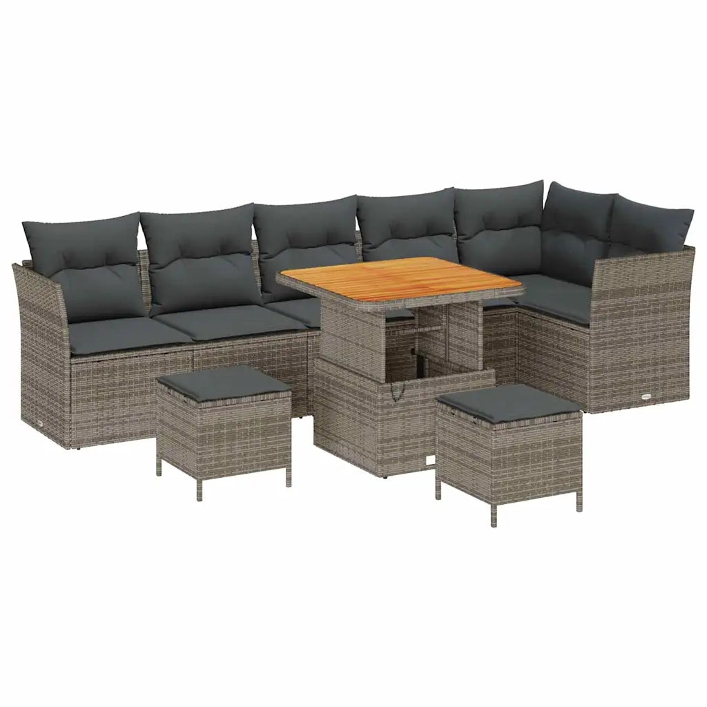 Set Divano da Giardino 9 pcs Grigio polyrattan 3361503