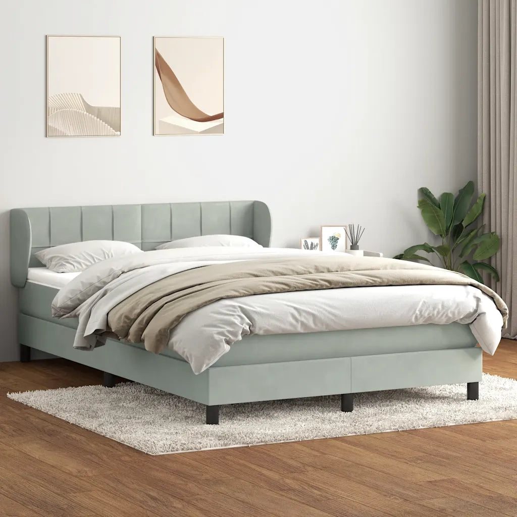 Giroletto a Molle con Materasso Grigio Chiaro 160x220cm Velluto 3317571