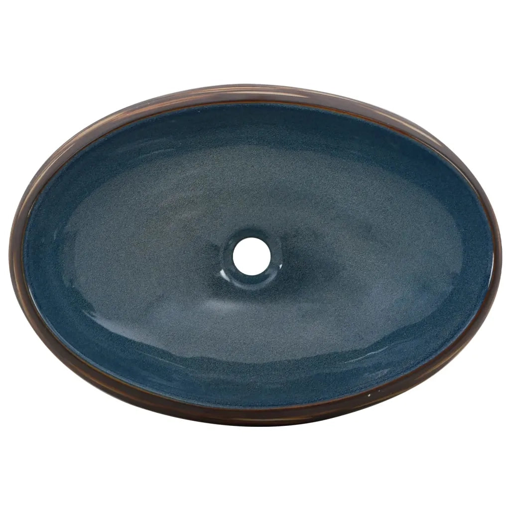 Lavabo da Appoggio Marrone e Blu Ovale 59x40x15 cm Ceramica CFW6569021