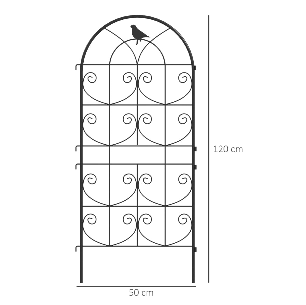 Set 2 grigliati per rampicanti ULEVR 50x120 cm in metallo nero con decoro uccelli