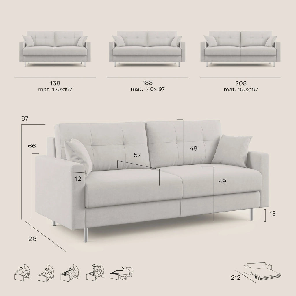 Megan Divano letto matrimoniale in microfibra smacchiabile T11 208 cm (mat. 160x197) marrone