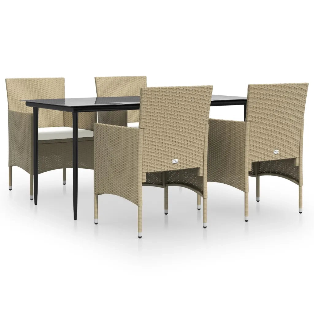 Set da Pranzo da Giardino 5 pz con Cuscini Beige e Nero cod mxl 35466