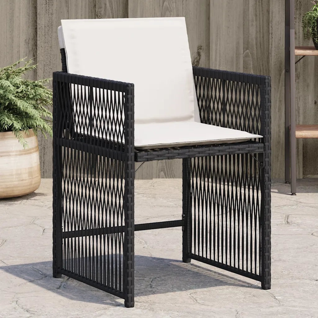 Sedie da Giardino con Cuscini 4 pz | Sedie da Esterno Nere in Polyrattan