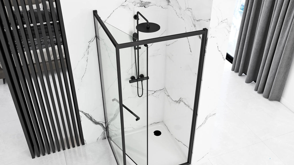 Cabina Doccia Rea Space In Black 80x100 con piatto doccia Savoy